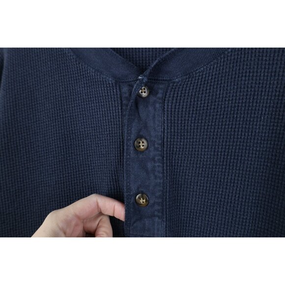 Vtg 90s Streetwear Mens XL Faded Thermal Waffle Knit Long Sleeve Henley T-Shirt - Picture 6 of 13